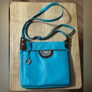 Brighton Blue and Brown Crossbody Bag with Elegant Design